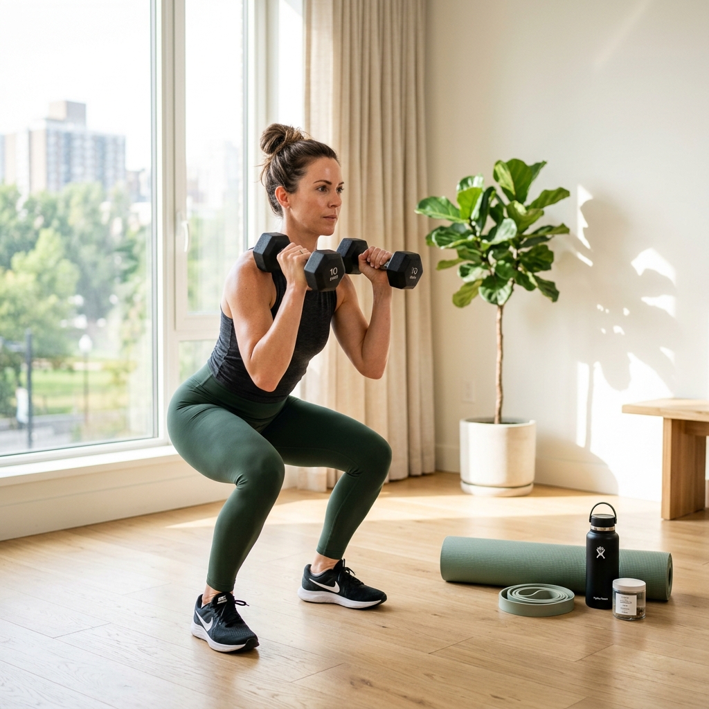 A woman performing resistance training to prevent muscle loss while on semaglutide