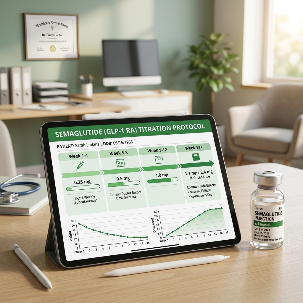Clinical weight loss timeline comparing Tirzepatide and Semaglutide efficiency and safety profiles