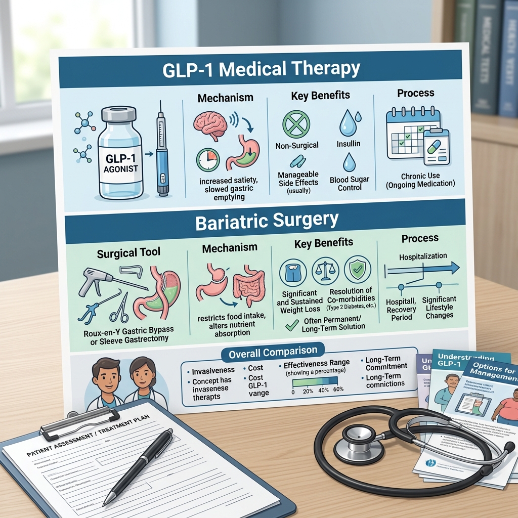 Clinical comparison of GLP-1 weight loss medications versus bariatric surgery