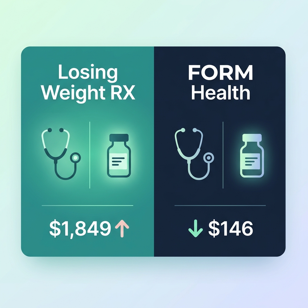 Losing Weight RX vs FORM Health comparison showing pricing and medication differences
