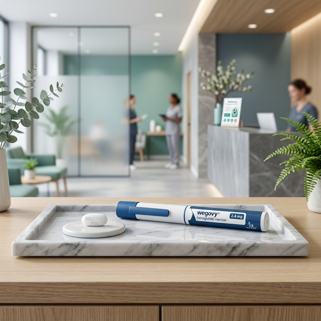 Oral Wegovy tablet vs injectable Wegovy pen, comparing daily pill formats and once-weekly subcutaneous needles