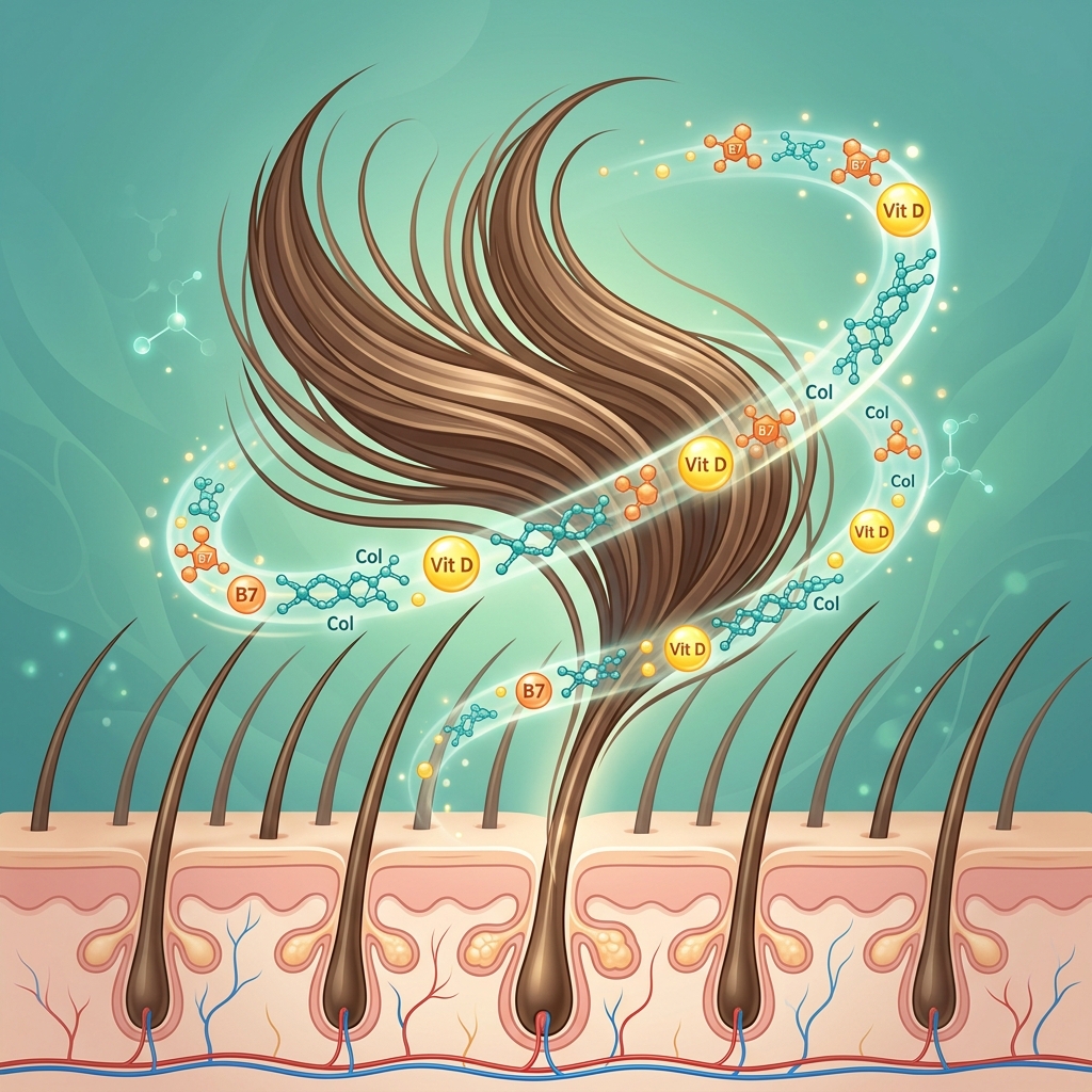 Graphic showing the hair growth cycle and nutritional prevention strategies for semaglutide hair loss