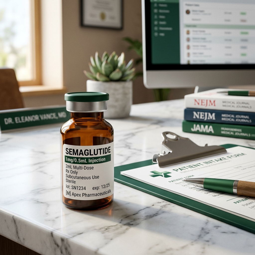 Clinical semaglutide vial representing treatment options without insurance coverage